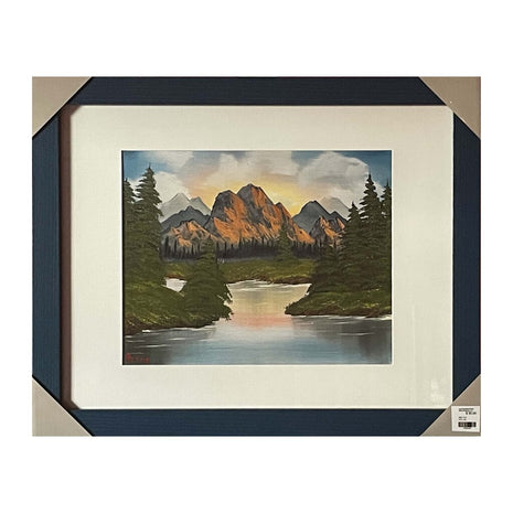#49-4 River Mountain framed print 11"x14" blue frame / 8"x10" print