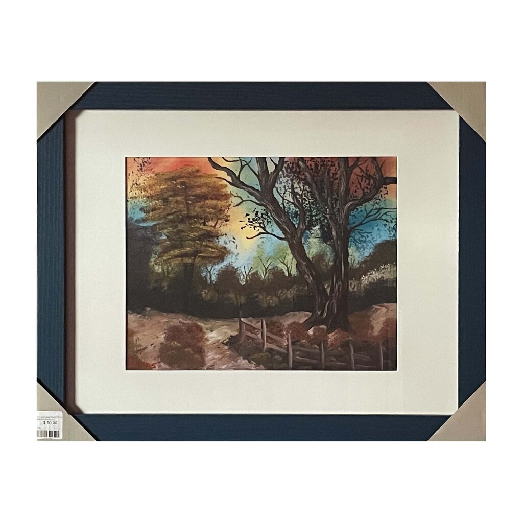 #91-2 AUTUMN PALETTE framed print 11"x14" blue frame / 8"x10" print
