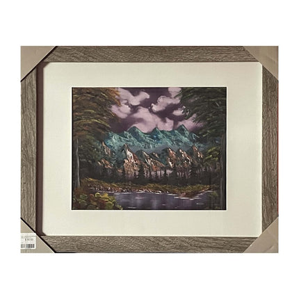 #149-1 GREEN MOUNTAINS framed print 11"x14" gray frame / 8"x10" print