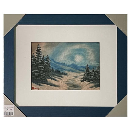 #122-2 WINTER STREAM framed print 8"x10" blue frame / 5"x7" print