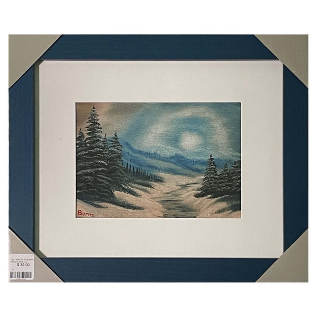 #122-2 WINTER STREAM framed print 8"x10" blue frame / 5"x7" print