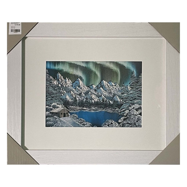 #156-2 NORTHERN LIGHTS framed print 8"x10" white frame / 5"x7" print