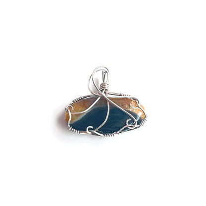 BANDED AGATE Sterling Silver Wire Wrapped Pendant