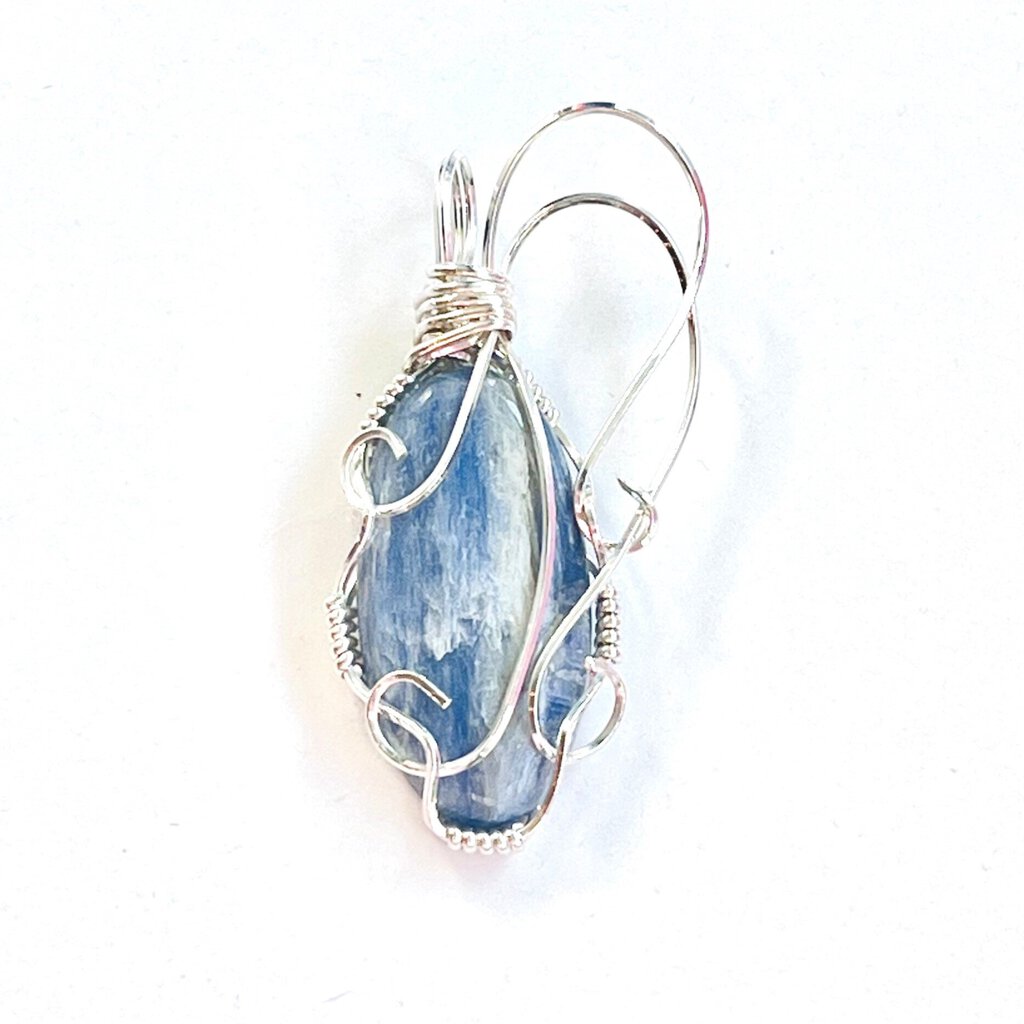 KYANITE AND STERLING Sterling Silver Wire Wrapped Pendant