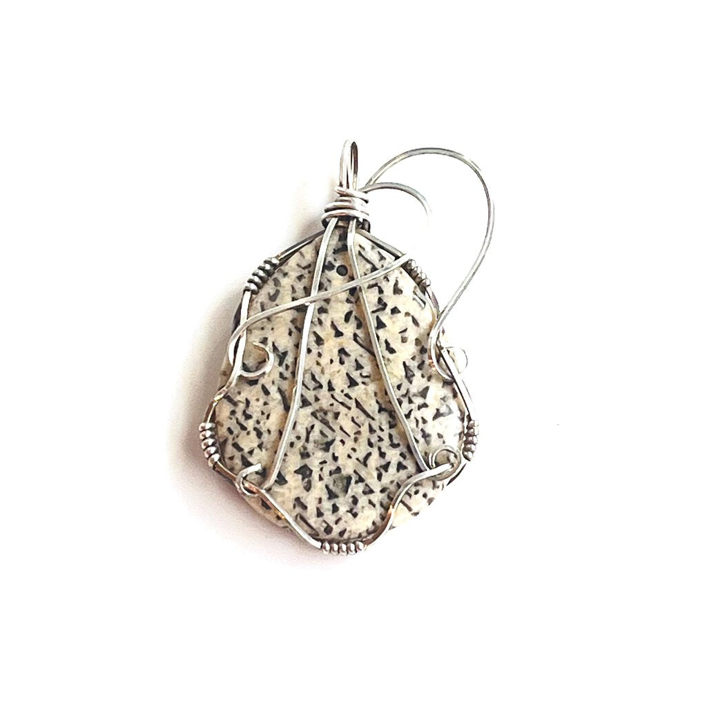 Paintbrush Jasper Sterling Silver Wire Wrapped Pendant