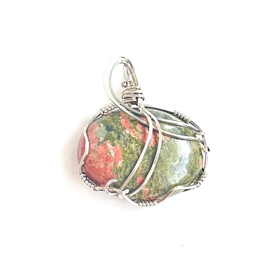 UNAKITE Sterling Silver Wire Wrapped Pendant