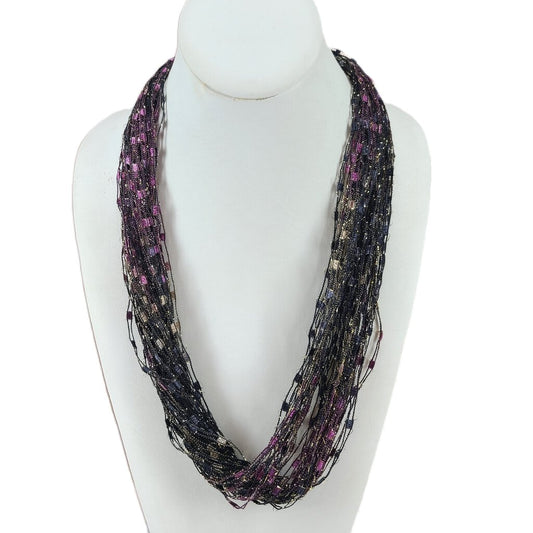 Ribbon necklace - Black Plum