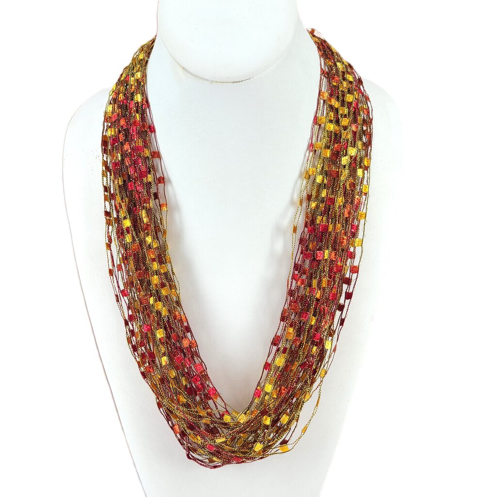 CLOSE OUT SALE Ribbon necklace - Tequila Sunrise