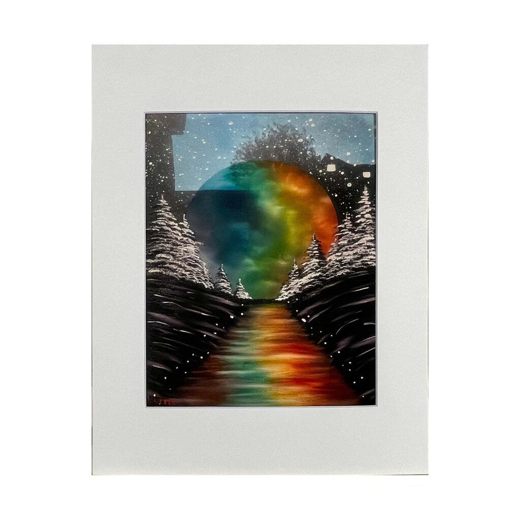 MAGICAL RAINBOW MOON 95-1 MATTED PRINT 11"x14" by MFB Studios LLC