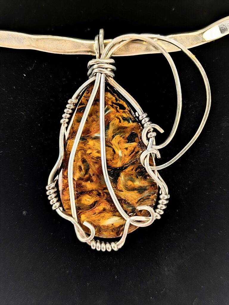 PIETERSITE Sterling Silver Wire Wrapped Pendant