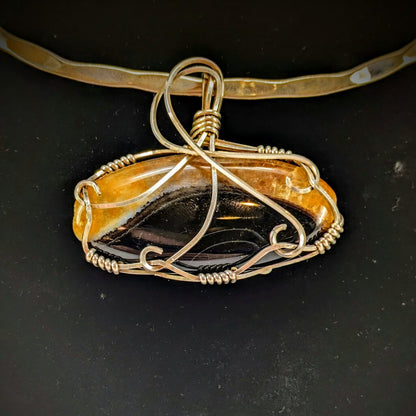 BANDED AGATE Sterling Silver Wire Wrapped Pendant