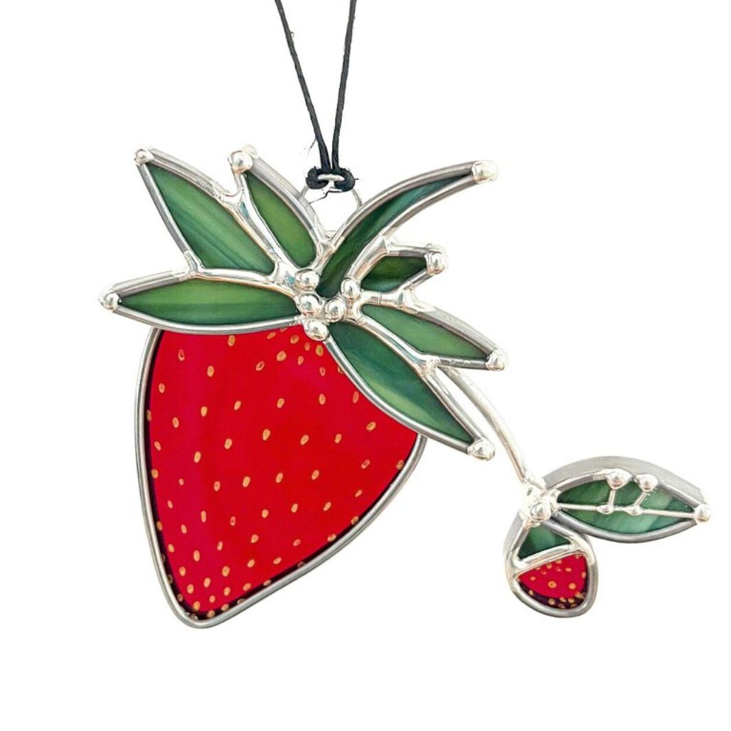 Strawberry Stained Glass Suncatcher