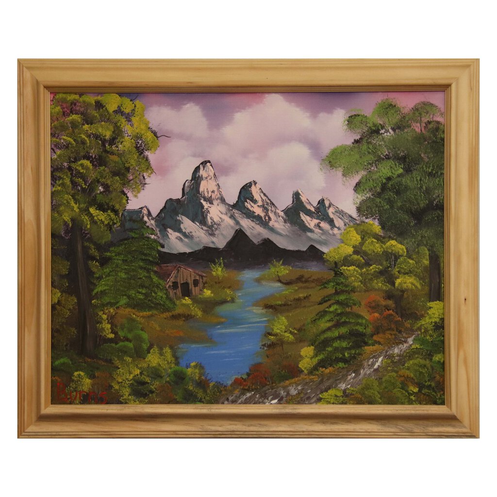 Quiet Mountain River 35 oil on canvas 16"x20" with a fancy wood frame by MFB Studios LLC