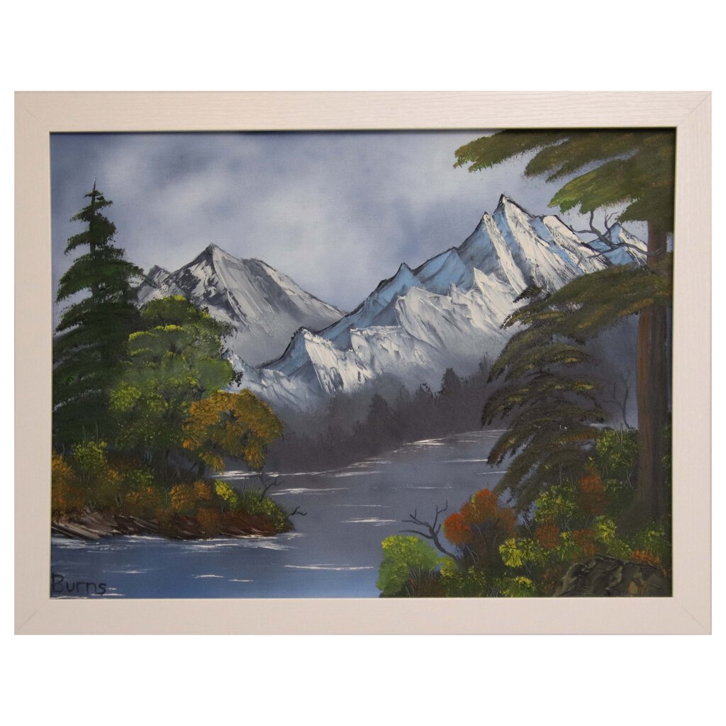 Mighty Mountains 10 oil on canvas 18"x24" with a white frame by MFB Studios LLC