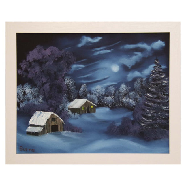 #55 Evening's Peace oil on canvas 16"x20" with a white frame