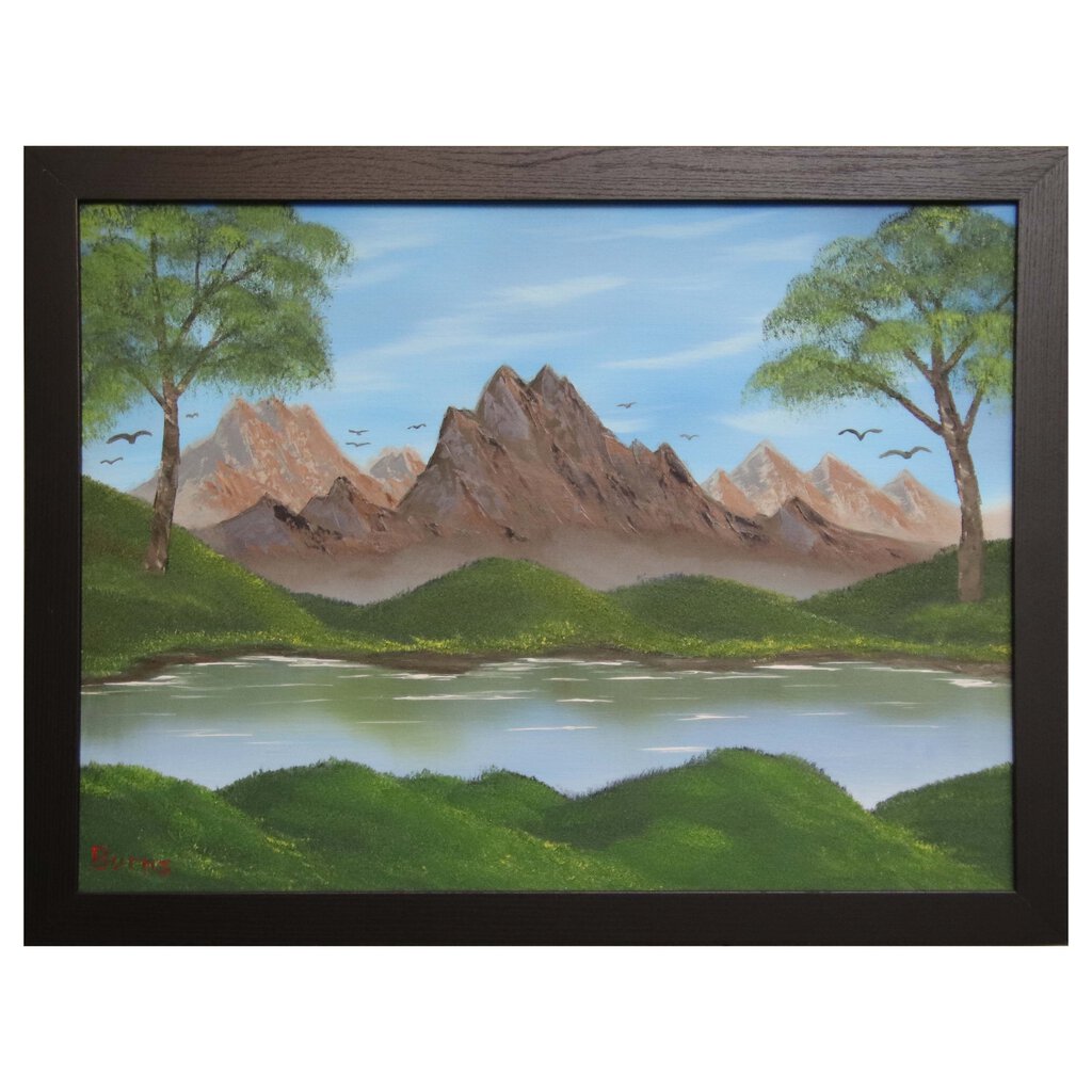 #72 Mountain Birds original oil on canvas 18"x24" with a black frame