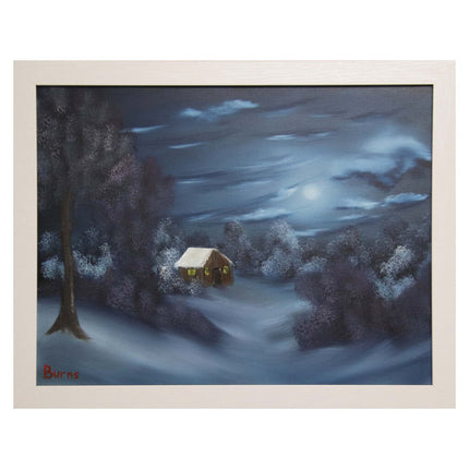 #76 Evenings Peace original oil on canvas 18"x24" with a white frame