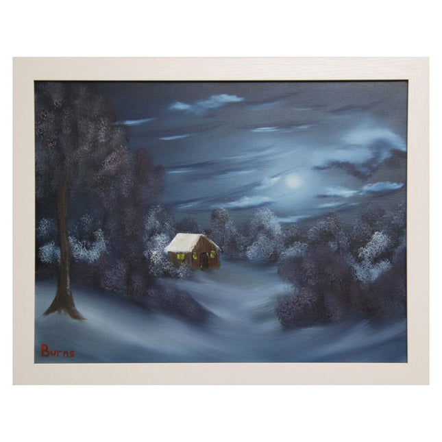 #76 Evenings Peace original oil on canvas 18"x24" with a white frame