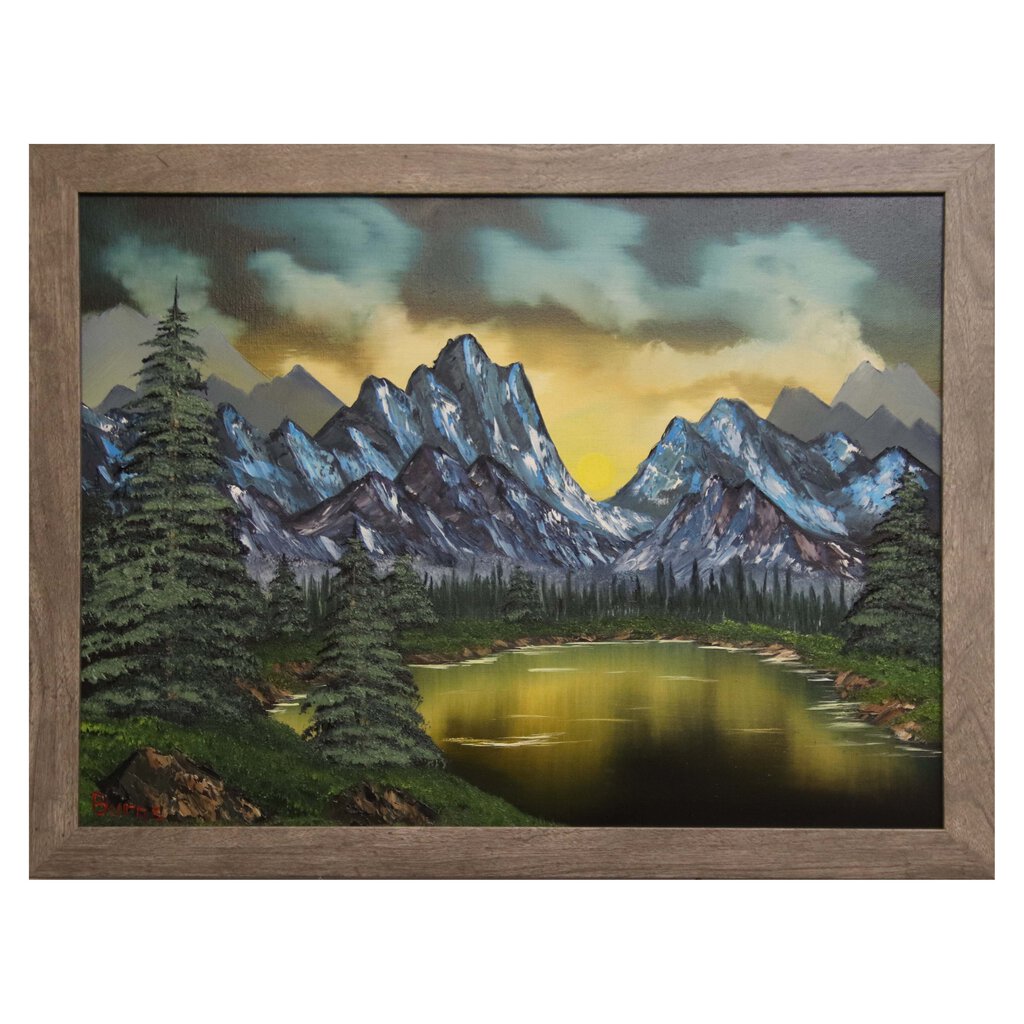 #89 Blue Mountains original oil on canvas 18"x24" with a gray frame