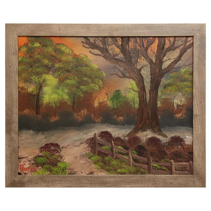 #93 Old Oak original oil on canvas 16"x20" with a gray frame