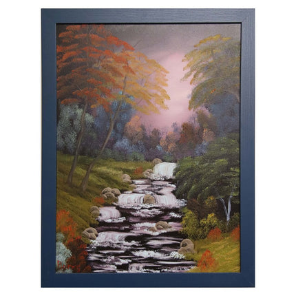 #98 Purple Haze original oil on canvas 18"x24" with a blue frame