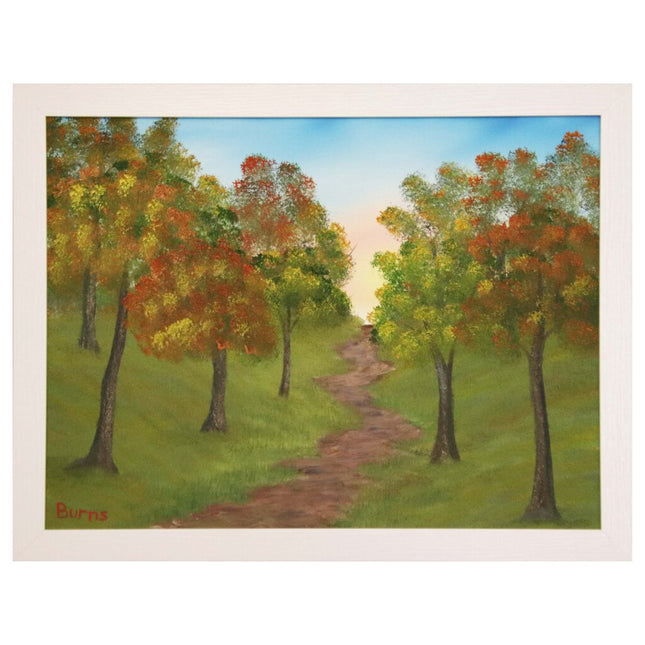 #102 Walk in the Woods original oil on canvas 18"x24" with a white frame