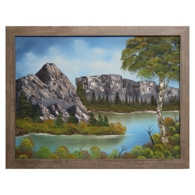 #108 The Cliffs original oil on canvas 18"x24" with a gray frame