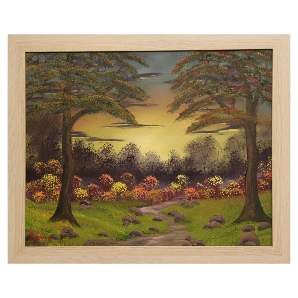 Meadow Path 109 oil on canvas 16"x20" with a beige frame by MFB Studios LLC