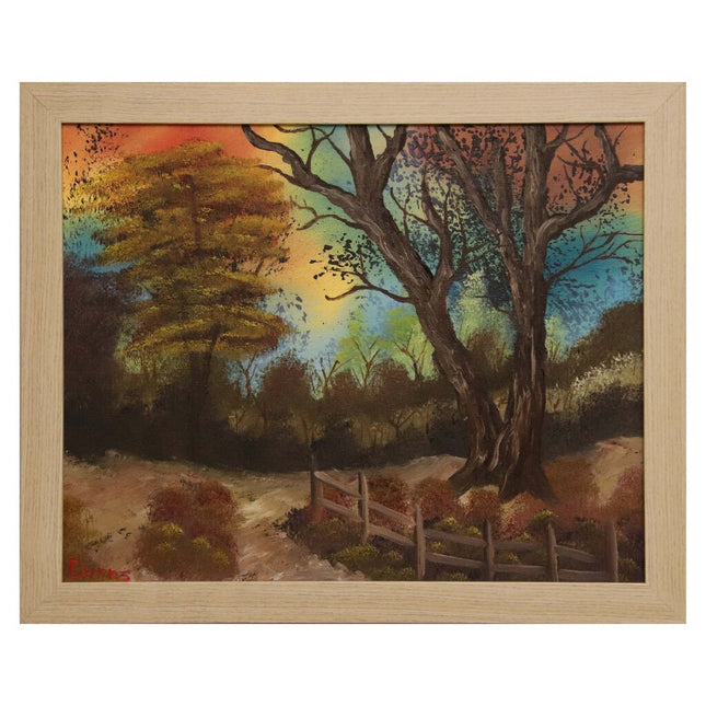 #91 Autumn Palette oil on canvas 16"x20" with a beige frame