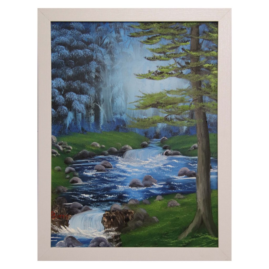 Twilight Stream 36 oil on canvas 18"x24" with a white frame by MFB Studios LLC