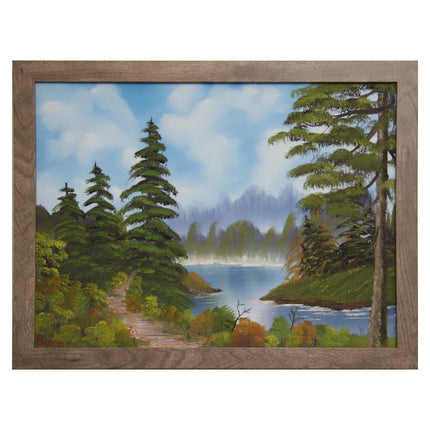 #28 Peaceful Haven original oil on canvas 18"x24" with a gray frame