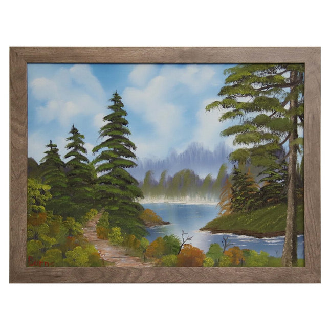 #28 Peaceful Haven original oil on canvas 18"x24" with a gray frame