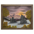 #113 Sunrise Mountain original oil on canvas 18"x24" with a gray frame