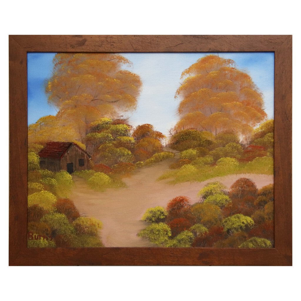 Living in the Woods 126 oil on canvas 18"x24" with a brown frame by MFB Studios LLC