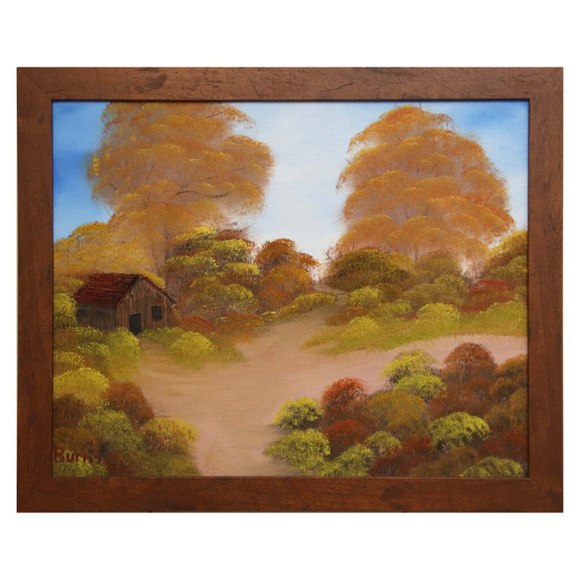 #126 Living in the Woods original oil on canvas 18"x24" with a brown frame