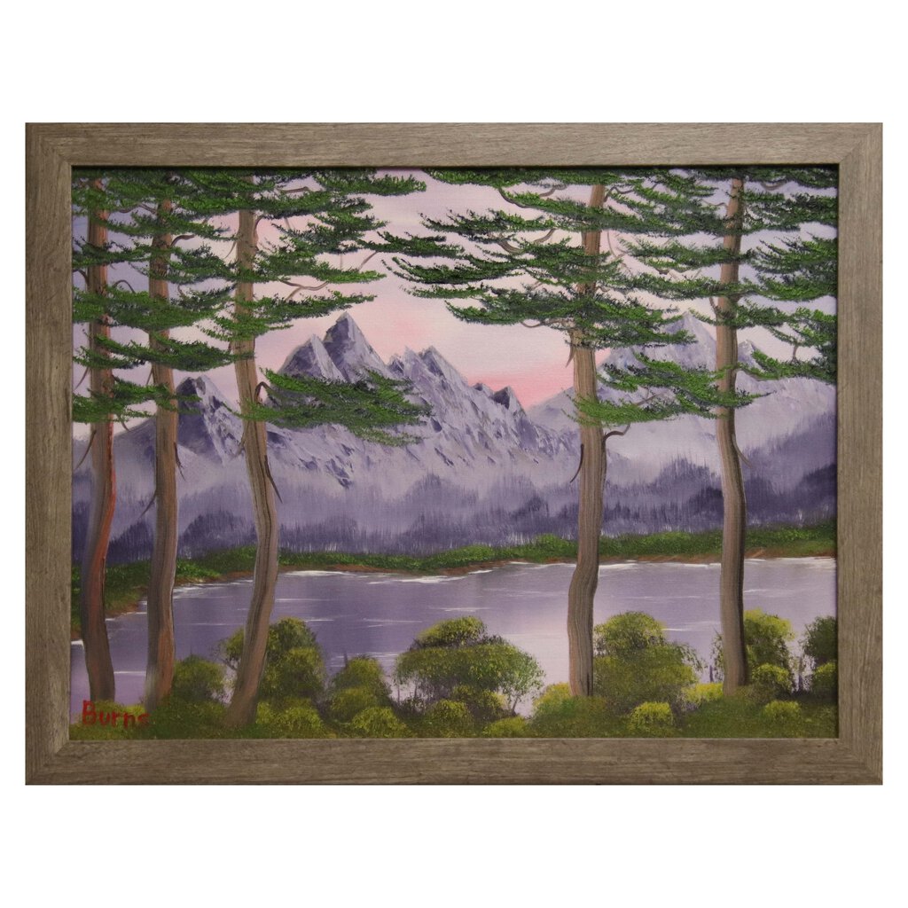 Pink Sky Mountains 129 oil on canvas 18"x24" with a gray frame by MFB Studios LLC