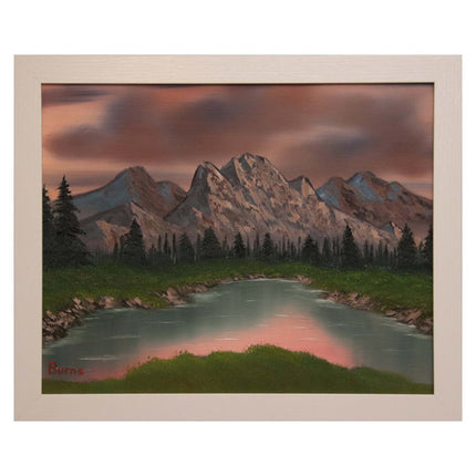 #138 Pink Sky original oil on canvas 16"x20" with a beige frame