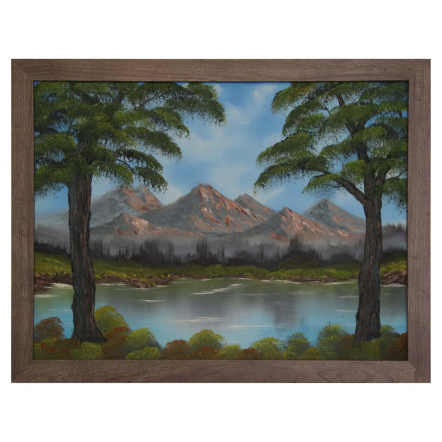 #139 Brown Mountains original oil on canvas 18"x24" with a gray frame