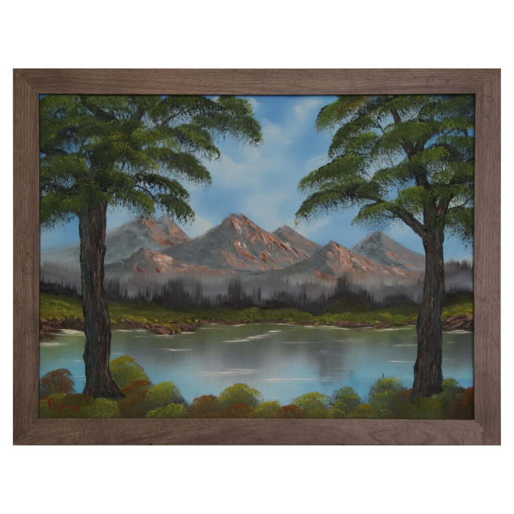#139 Brown Mountains original oil on canvas 18"x24" with a gray frame