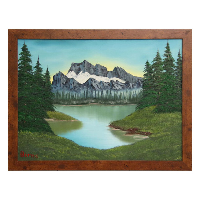 #144 Glacier Mountain original oil on canvas 18"x24" with a brown frame