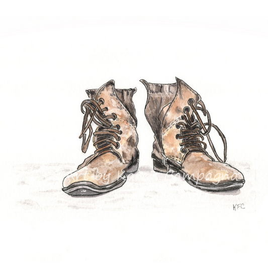 TREASURED BOOTS 8X10 ART BY KAREN CAMPAGNA ARTBYKARENCAMPAGNACOM