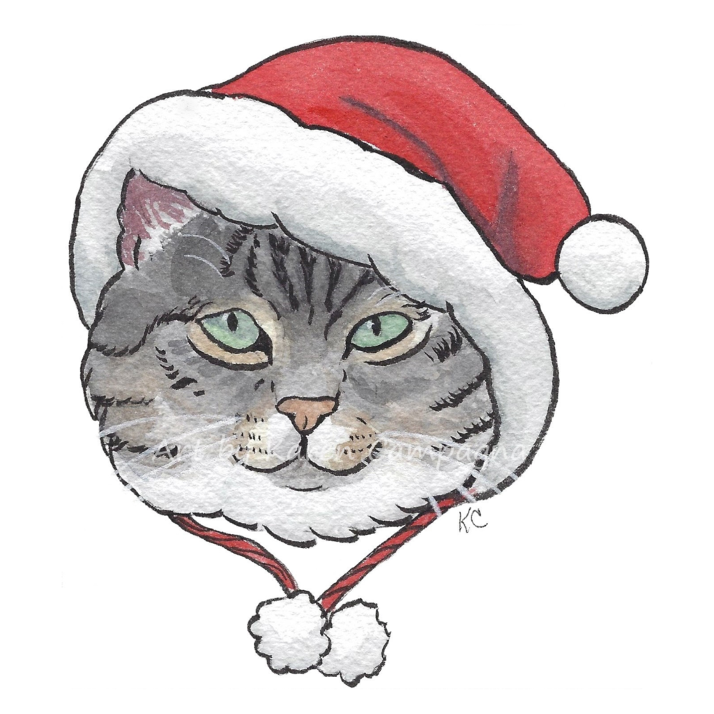 CHRISTMAS KITTY ART BY KAREN CAMPAGNA ARTBYKARENCAMPAGNACOM