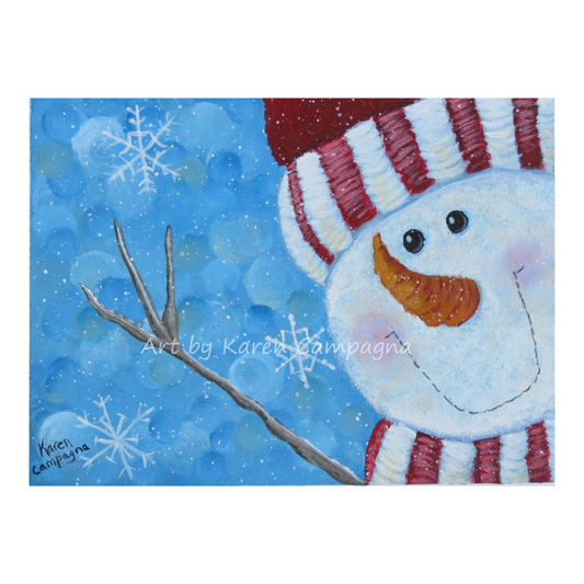 CHRISTMAS SNOWMAN ART BY KAREN CAMPAGNA ARTBYKARENCAMPAGNACOM