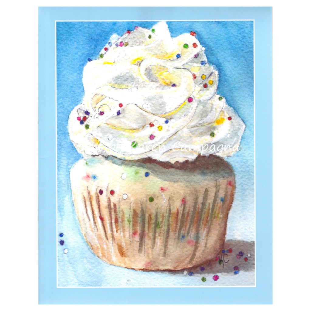 CUPCAKE GREETING CARD ART BY KAREN CAMPAGNA ARTBYKARENCAMPAGNACOM