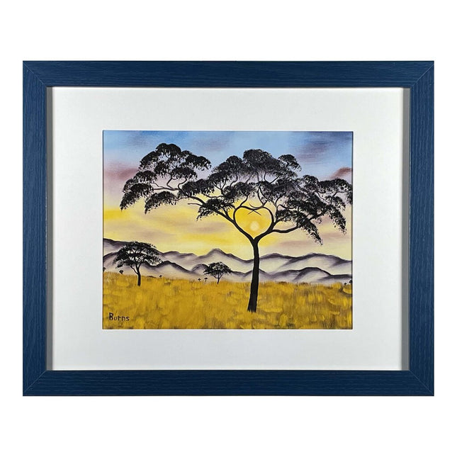 #167-1 The Trees framed print 11"x14" blue frame / 8"x10" print