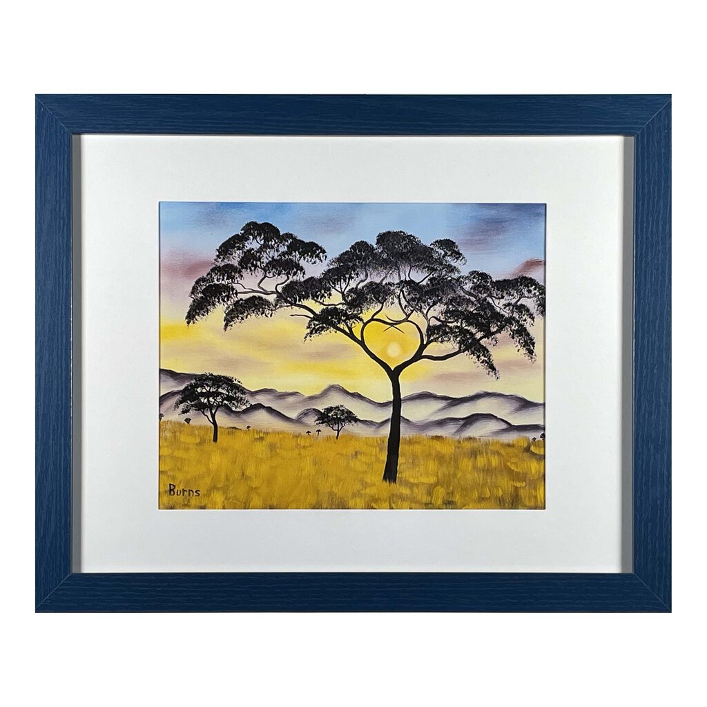 #167-1 The Trees framed print 11"x14" blue frame / 8"x10" print