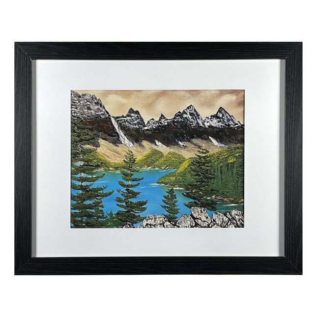 #168-1 Mountain Serenity framed print 11"x14" black frame / 8"x10" print