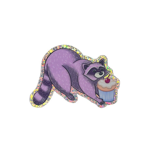 STICKER CUPCAKE RACCOON ANGRY GATO DESIGNS