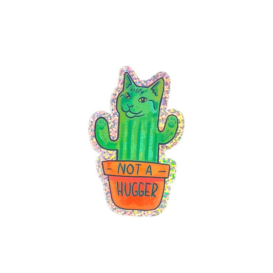 STICKER NOT A HUGGER CAT CACTUS ANGRY GATO DESIGNS