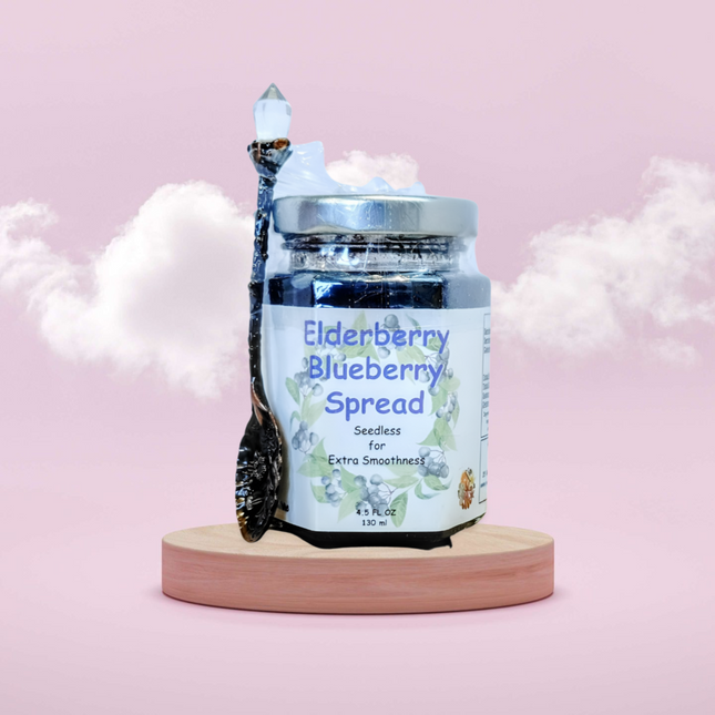 Elderberry Blueberry Spread low sugar & Spoon